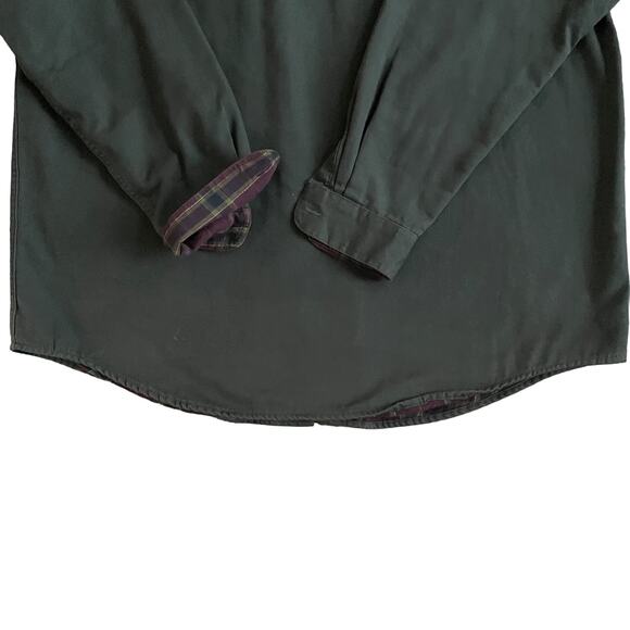 Vintage IZOD Men’s XL Button Down Long Sleeve Shirt Shacket Green Flannel Lining - Picture 6 of 12